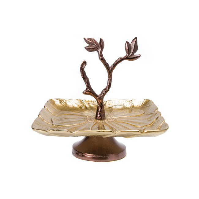 Decorative square dish  w/leaf Badem, 23x23x23cm