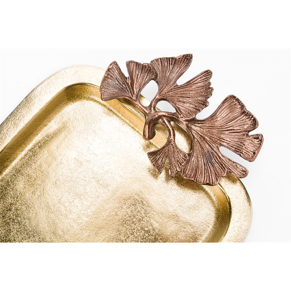 Decorative rectangular tray w/ginko leaf  Bafia, 45x26cm