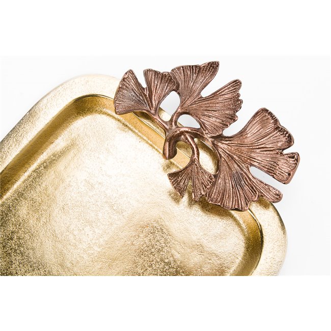Decorative rectangular tray w/ginko leaf  Bafia, 45x26cm