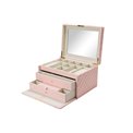 Jewellery box Harena, pink PU/ beige velvet, H20x34x26cm