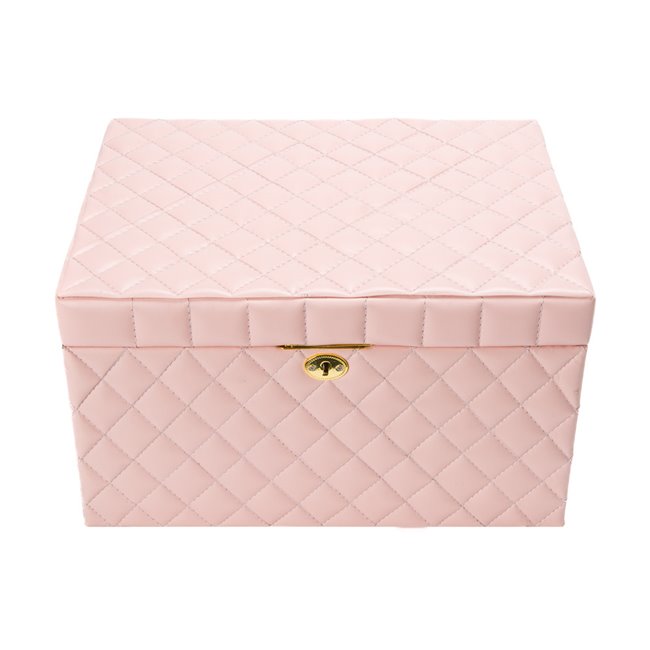 Jewellery box Harena, pink PU/ beige velvet, H20x34x26cm