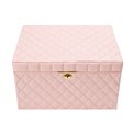 Jewellery box Harena, pink PU/ beige velvet, H20x34x26cm