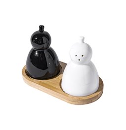 S and P set Alien, porcelain/bamboo, H10x14x7cm