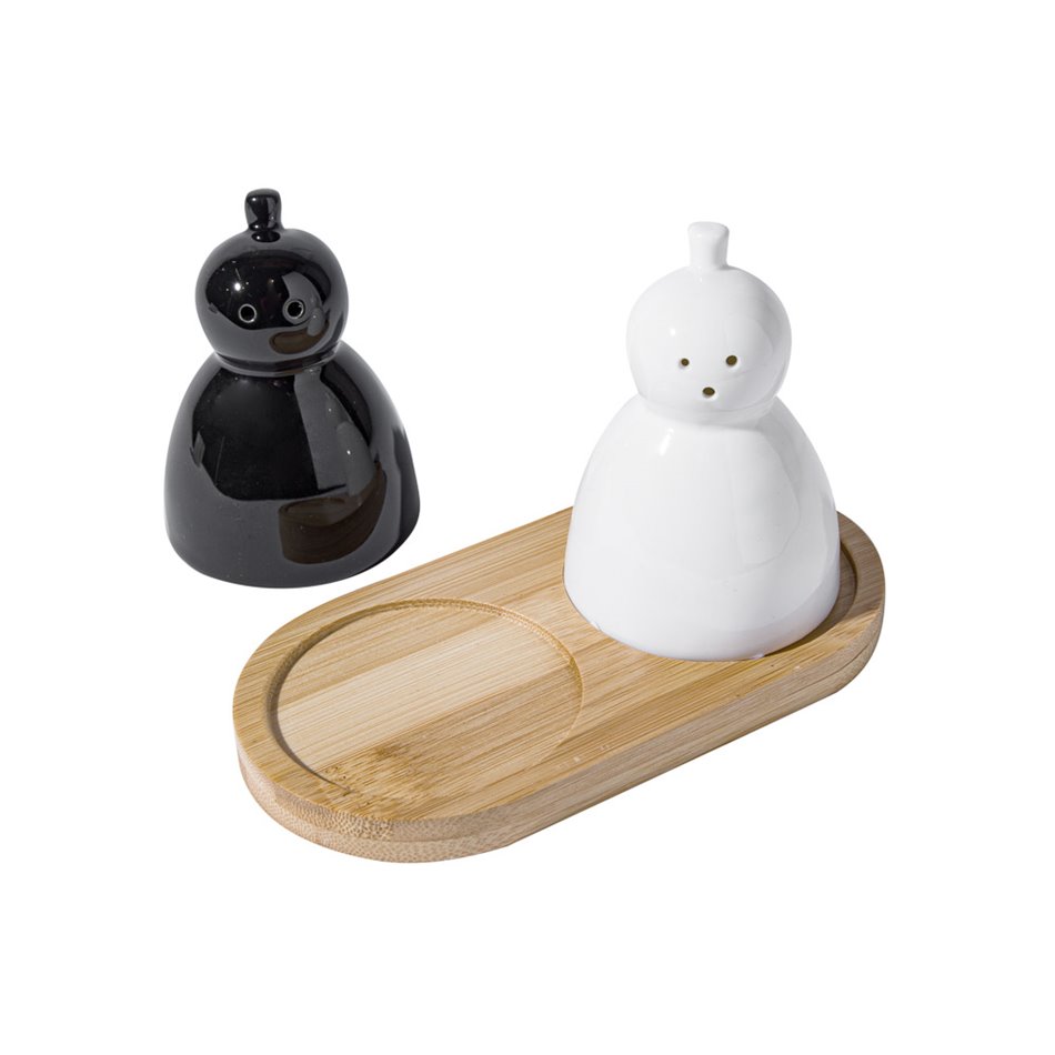 S and P set Alien, porcelain/bamboo, H10x14x7cm