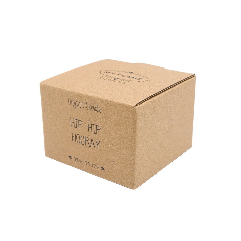 Scented soy candle in glass jar Hip hip hooray, pink, 25 h, D7.5x5cm