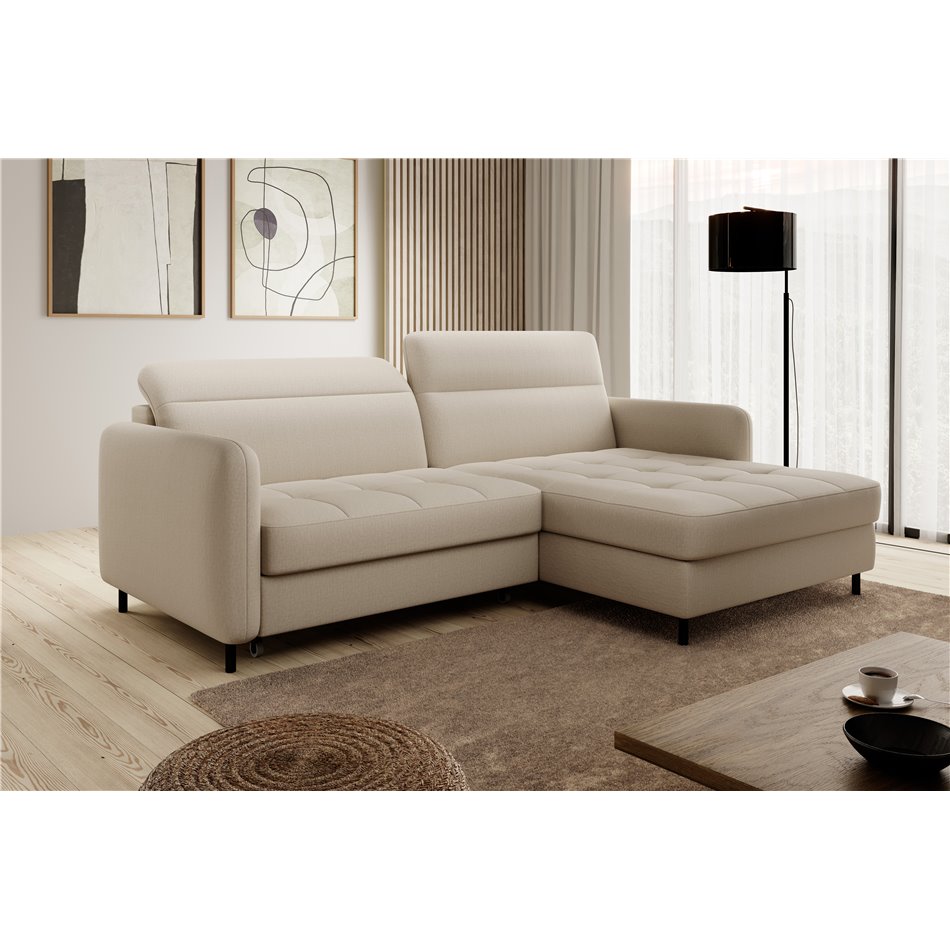 Corner sofa Elgomsi R, Manhattan 18, beige, H100x228x165
