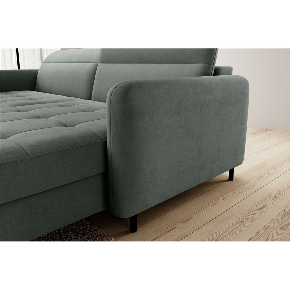 Угловой диван Elgomsi R, Touch 100, зеленый, H100x228x165