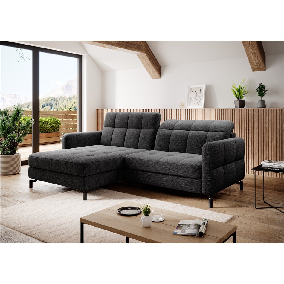 Corner sofa Elorelle L, Berlin 02, black, H105x225x160