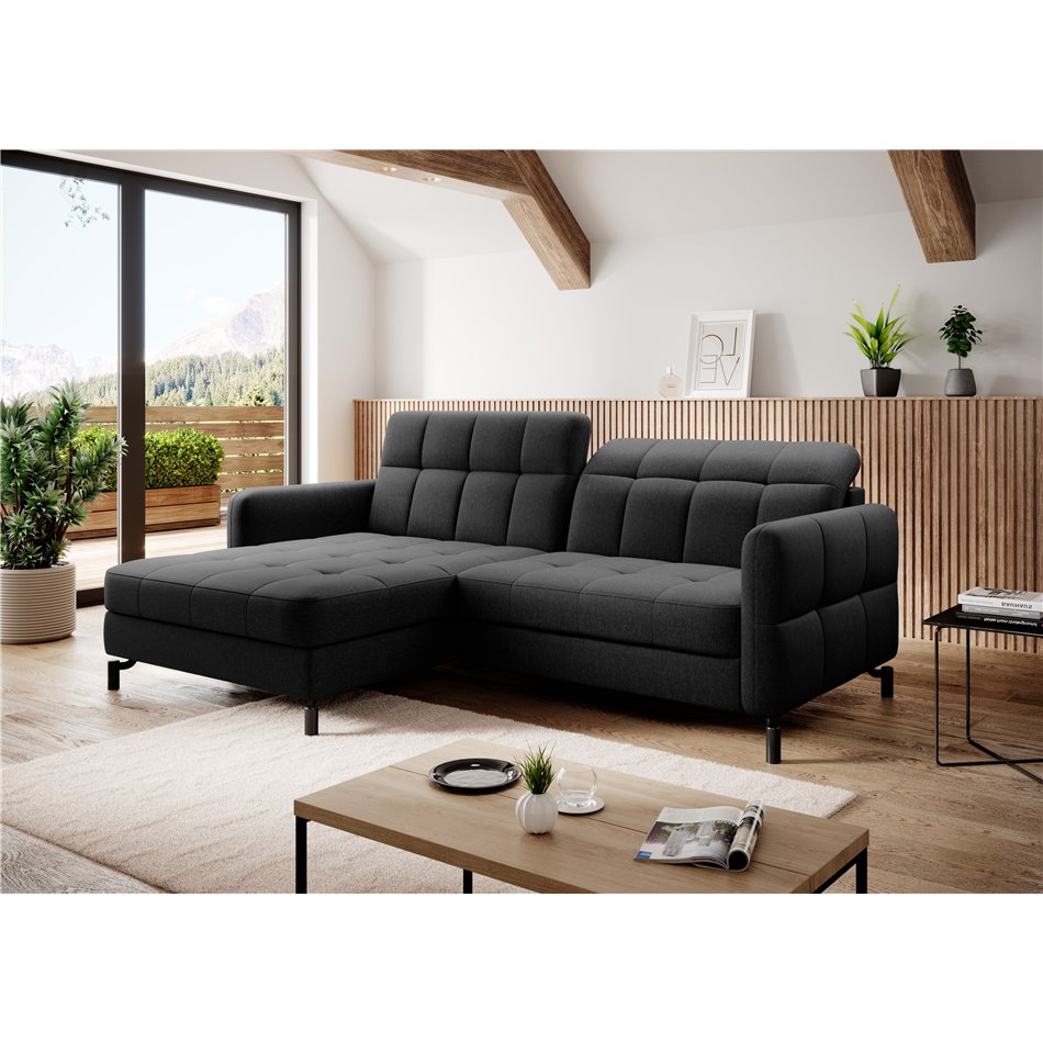 Corner sofa Elorelle L, Sawana 14, black, H105x225x160