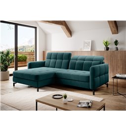 Corner sofa Elorelle L, Mat Velvet 75, green, H105x225x160