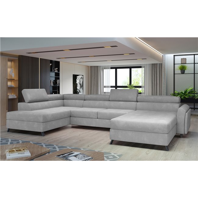 Corner sofa Elosette L, Paros 05, gray, H98x370x200