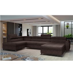 Corner sofa Elosette L, Dora 28, brown, H98x370x200