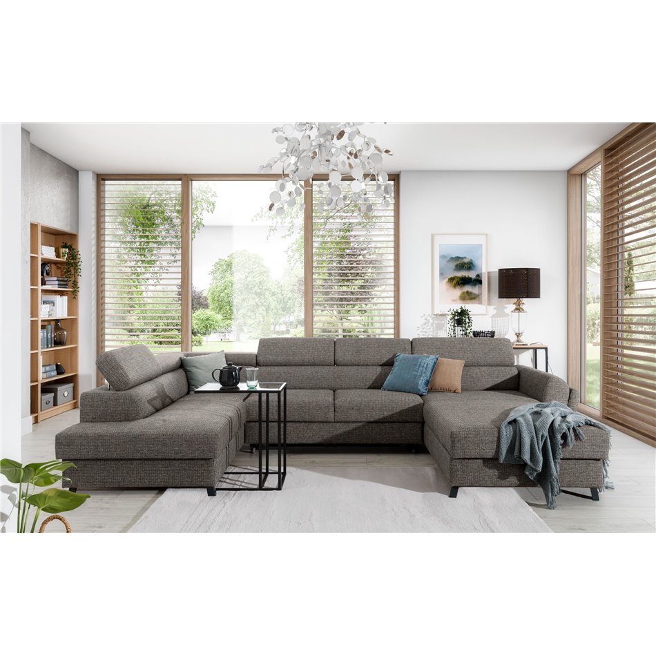 Corner sofa Elosette L, Monet 24, light brown, H98x370x200