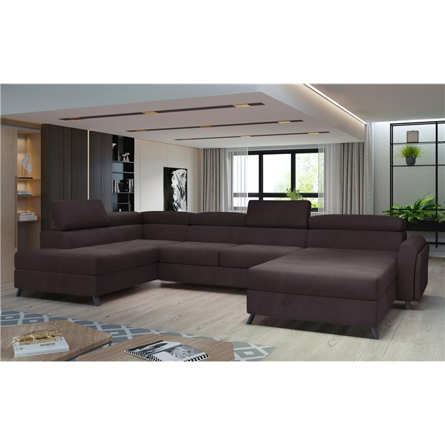 Corner sofa Elosette L, Monolith 29, brown, H98x370x200