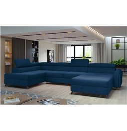 Corner sofa Elosette L, Monolith 77, blue, H98x370x200