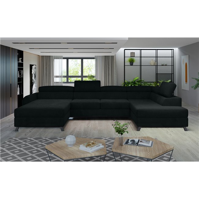 Corner sofa Elosette R, Sawana 14, black, H98x370x200
