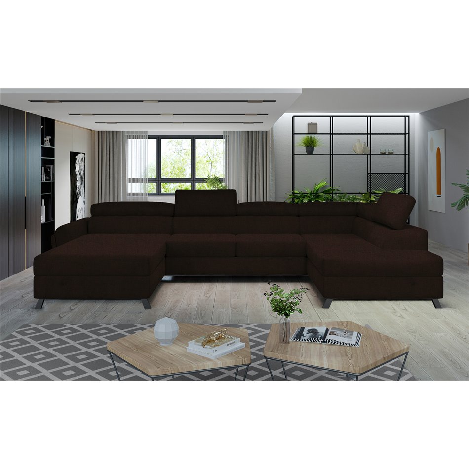 Corner sofa Elosette R, Sawana 26, brown, H98x370x200
