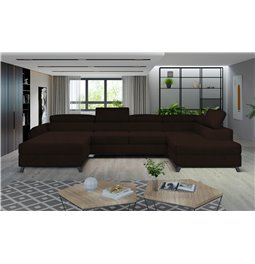 Corner sofa Elosette R, Sawana 26, brown, H98x370x200