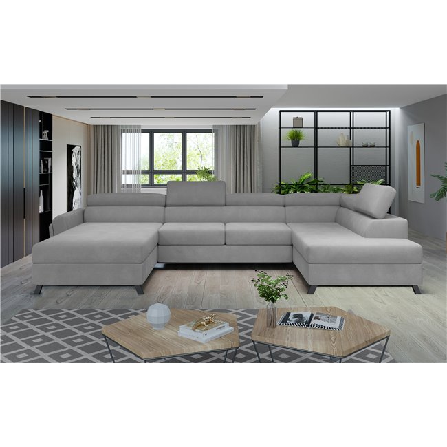 Corner sofa Elosette R, Paros 05, gray, H98x370x200