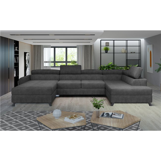 Corner sofa Elosette R, Dora 96, gray, H98x370x200