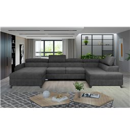 Corner sofa Elosette R, Dora 96, gray, H98x370x200