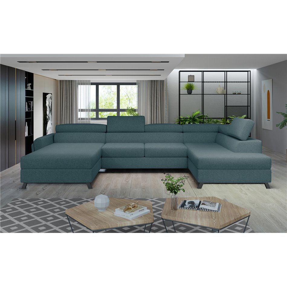 Corner sofa Elosette R, Grande 75, blue, H98x370x200