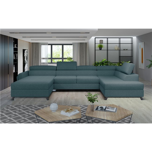 Corner sofa Elosette R, Grande 75, blue, H98x370x200
