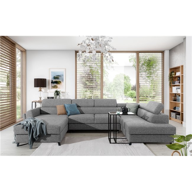 Corner sofa Elosette R, Monet 90, gray, H98x370x200