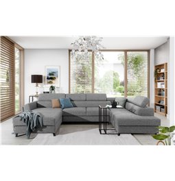 Corner sofa Elosette R, Monet 90, gray, H98x370x200