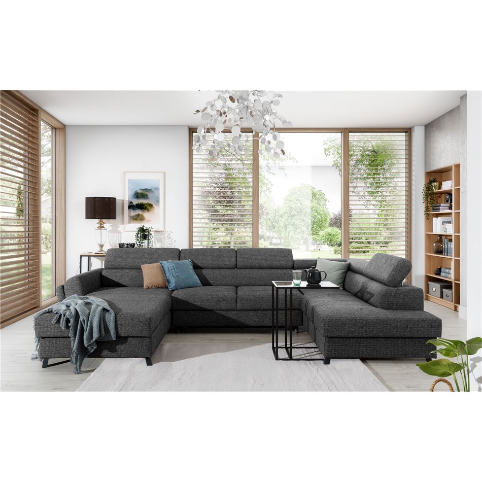 Corner sofa Elosette R, Monet 95, gray, H98x370x200