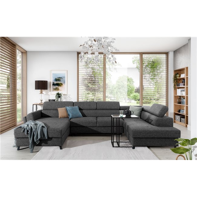 Corner sofa Elosette R, Monet 95, gray, H98x370x200