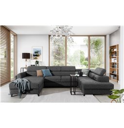 Corner sofa Elosette R, Monet 95, gray, H98x370x200