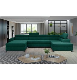 Corner sofa Elosette R, Monolith 37, green, H98x370x200