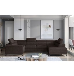 Corner sofa Elscada R, Dora 28, brown, H98x330x200