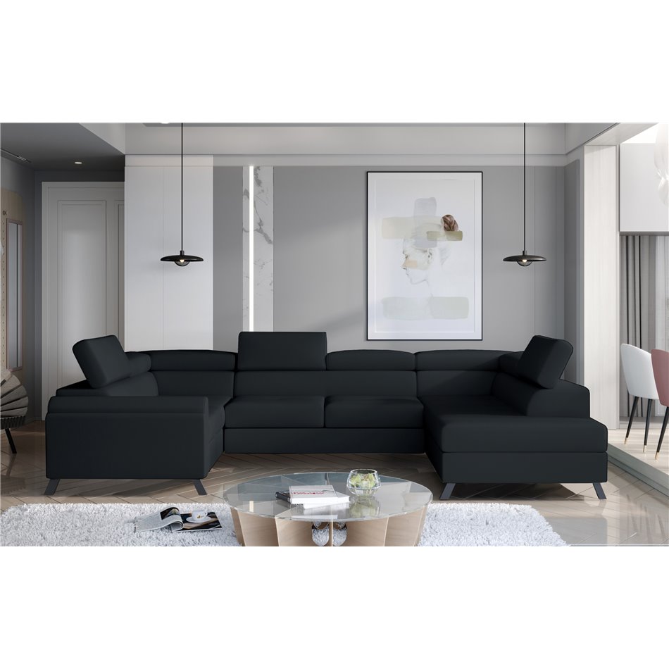 Corner sofa Elscada R, Monolith 97, gray, H98x330x200