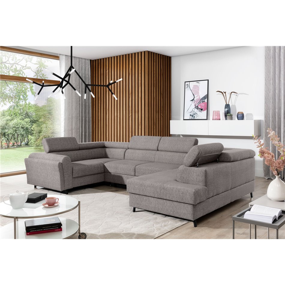 Corner sofa Elscada R, Palacio 90, gray, H98x330x200