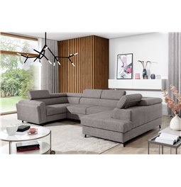 Corner sofa Elscada R, Palacio 90, gray, H98x330x200