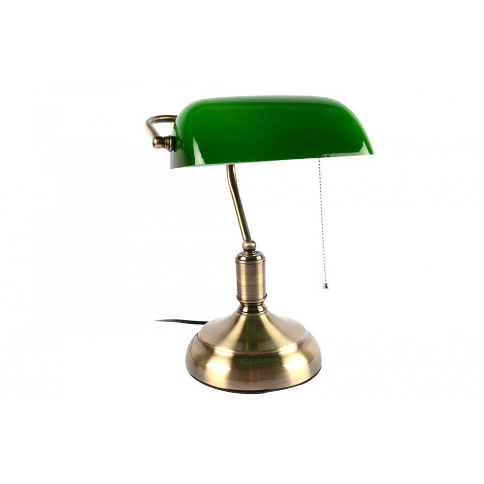 Table lamp Sonic, green/copper color, h36cm, dome 13.5 x 22.5cm