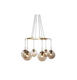 Pendant glass lamp Rana, brass color, H-60-135cm, Ø-85cm, E27 6x60W