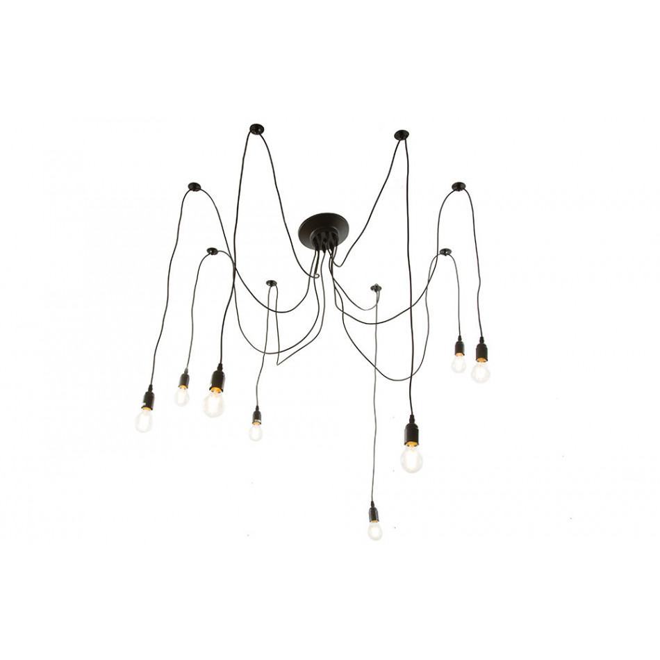 Ceiling lamp Ridler, black, E27 8x60W(max), 190cm x 8