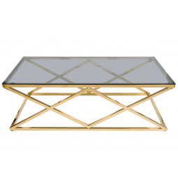 Coffee table Eden, toned glass/golden, 120x60x40cm