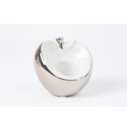 Подсвечник Apple, цвет серебро/белый, 9.5x8x8.5см