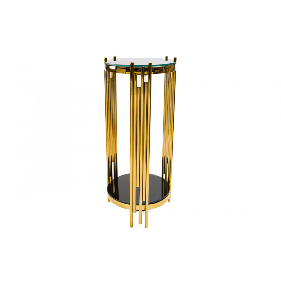 Flower pot stand Eilenburg M, gold colour, 35x35x83cm
