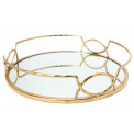 Tray with mirror S, metal, gold colour, D29x6cm