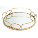 Tray with mirror S, metal, gold colour, D29x6cm