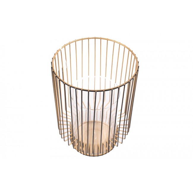 Фонарь Diversity, металл / стекло, золотой,  H38 D14cm