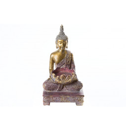 Tealight holder Buddha, golden glitter, 10x18x9cm
