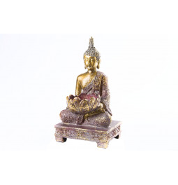 Подсвечник для чайной свечи Buddha, золотистый, блестки, 10x18x9cm
